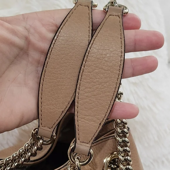 Gucci GG Soho Medium Leather Shoulder Bag Crossbody bag with Chain Straps - Picture 6 of 15